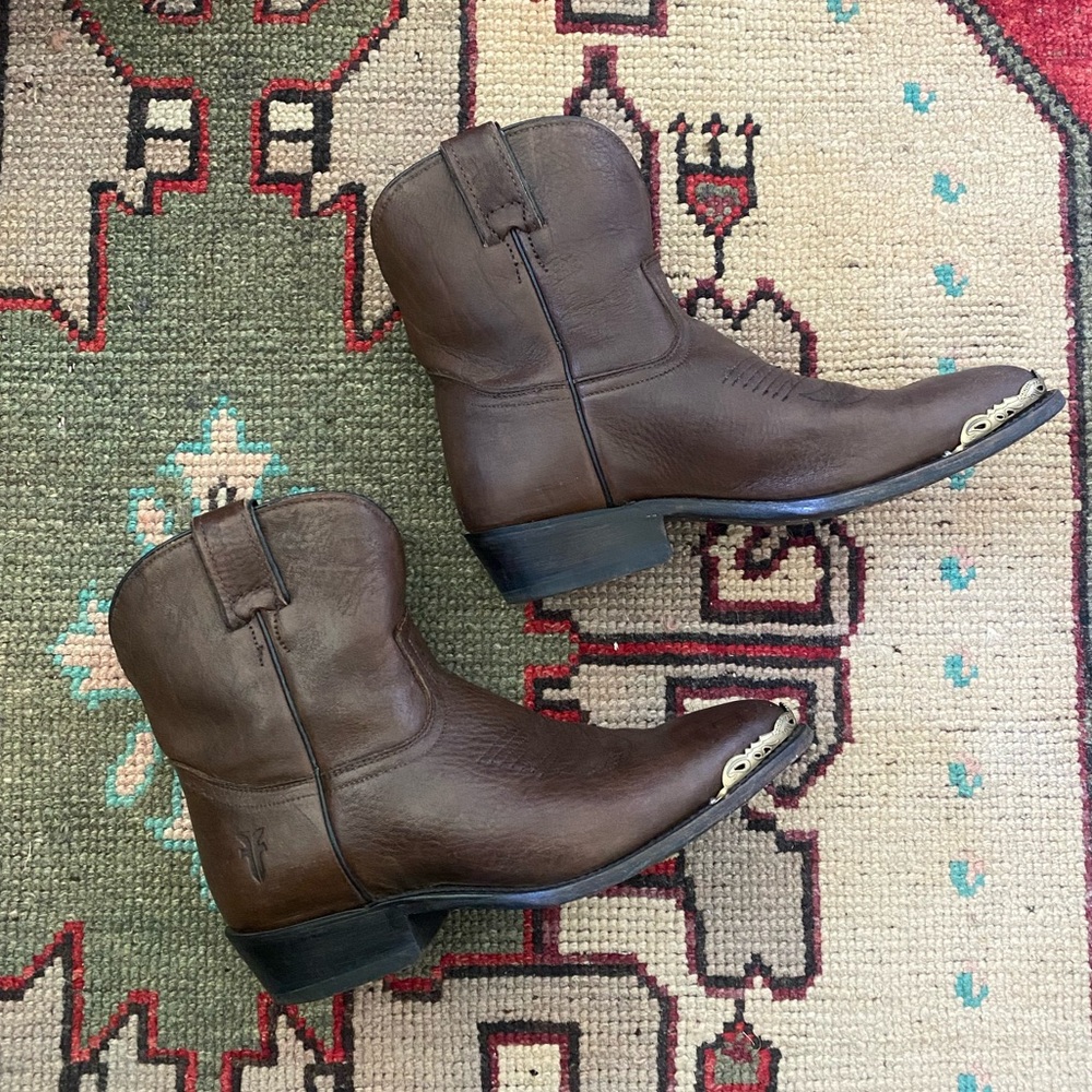 Frye Brown Leather Short Western Cowboy Boots